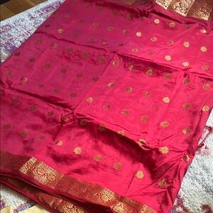 Elegant Red and Gold Saree